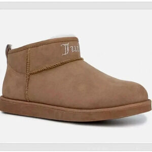 Juicy Couture Kerri Bootie Microsuede Boots Size 10 Rhinestone Faux Fur Lining